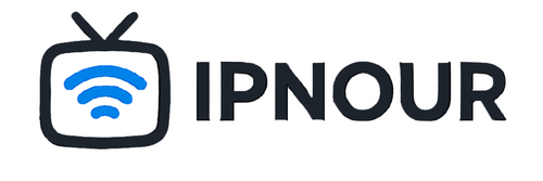 Logo of IPNOUR with a stylized TV and Wi-Fi symbol on a white background